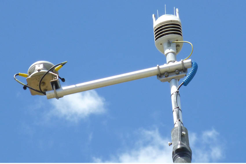 Solar and meteorological fixed Station deployed in the field  for measurements